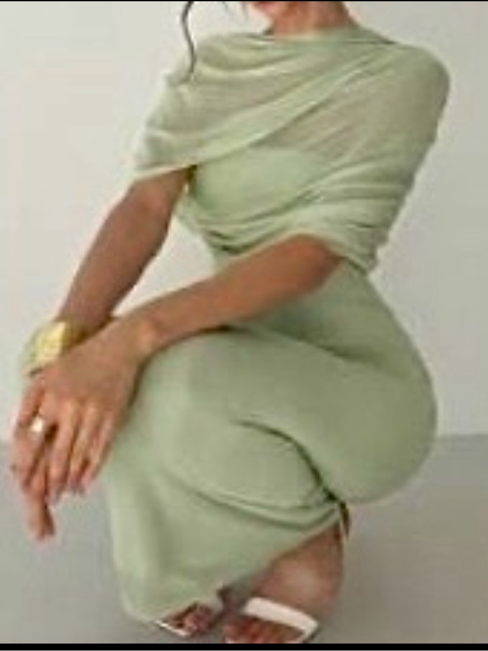 Women’s Sage Green dress- Classic Draped Style